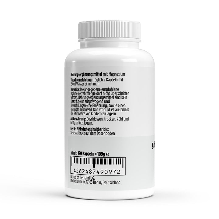 Magnesium 5x Komplex + B6 — 120 vegane Kapseln